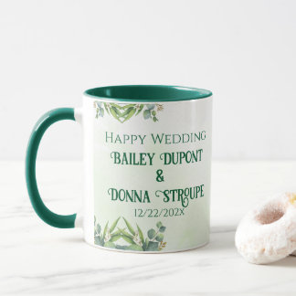 Personalisiertes Eukalyptus-Hochzeitstipendium Tasse