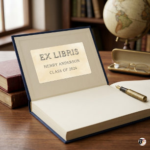Personalisiertes Ex Libris Buchschild Vintage-Perg Rechteckiger Aufkleber