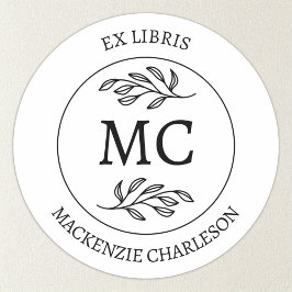 Personalisiertes Ex Libris Monogramm-Bookplate Runder Aufkleber