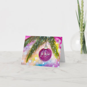 Personalisiertes FA LA Holiday Ornament Gruß Karte