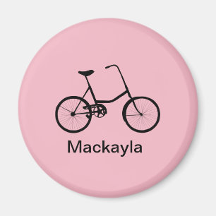 Personalisiertes Fahrrad auf Rosa mit Name Magnet