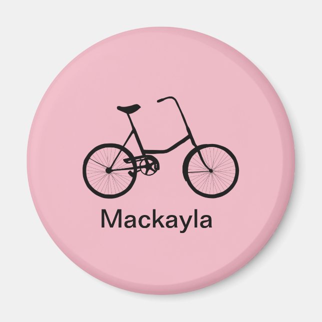 Personalisiertes Fahrrad auf Rosa mit Name Magnet (Vorne)