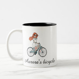Personalisiertes Fahrrad für ihr Individuelle Name Zweifarbige Tasse