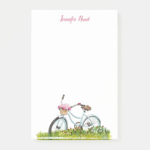 Personalisiertes Fahrrad mit Blume Notepad Post-it Klebezettel