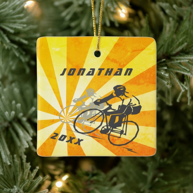 Personalisiertes Fahrrad Retro Bike Weihnachten Keramikornament (Baum)