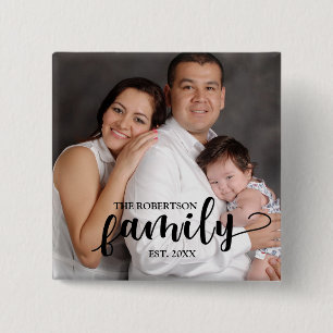 Personalisiertes Familien-Foto und Text-Knopf Button