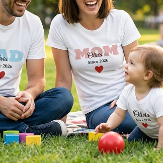 Personalisiertes Familien-Matching-T-Shirt für Mam T-Shirt