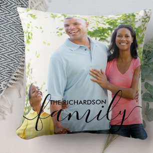 Personalisiertes Familien-Skript Schwarz Overlay 2 Kissen