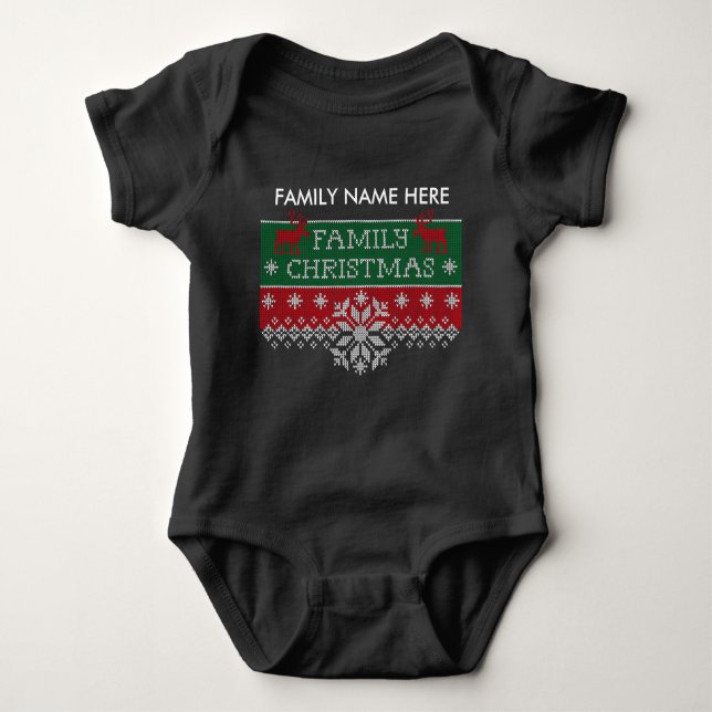 Personalisiertes Familien-Weihnachtshässliche Baby Strampler (Vorderseite)