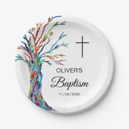 Personalisiertes Familienbaum Taufe Christening Pappteller
