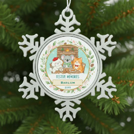 Personalisiertes Familienerbstück  Schneeflocken Zinn-Ornament