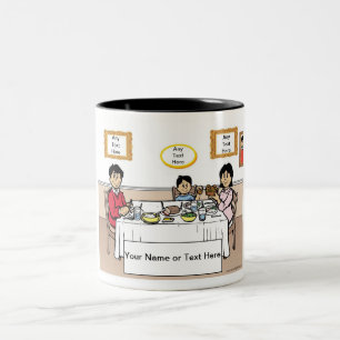 Personalisiertes Familienessen, 1 Junge Cartoon Zweifarbige Tasse