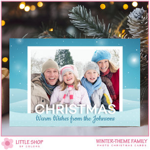 Personalisiertes Familienfoto an einem schneereich Feiertagskarte