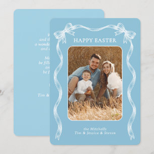 Personalisiertes Familienfoto auf blauviolettem Os Feiertagskarte