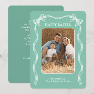 Personalisiertes Familienfoto auf mintgrünem Oster Feiertagskarte
