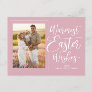 Personalisiertes Familienfoto auf rosafarbenem Ost Postkarte
