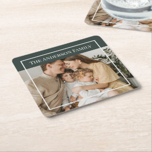 Personalisiertes Familienfoto   Benutzerdefinierte Rechteckiger Pappuntersetzer
