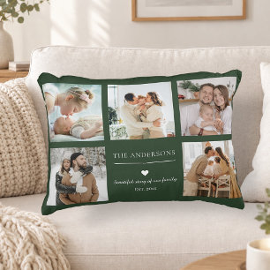 Personalisiertes Familienfoto-Collage-Andenken Grü Dekokissen