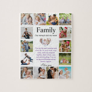Personalisiertes Familienfoto-Collage-Poster mit H Puzzle