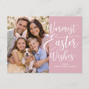 Personalisiertes Familienfoto Frohe Ostern Blush R Postkarte