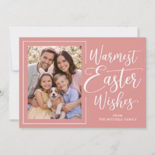 Personalisiertes Familienfoto Frohe Ostern Koralle Feiertagskarte