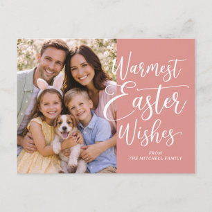 Personalisiertes Familienfoto Frohe Ostern Koralle Postkarte
