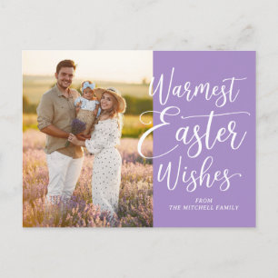 Personalisiertes Familienfoto Frohe Ostern Lila Postkarte