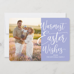 Personalisiertes Familienfoto Frohe Ostern Violett Feiertagskarte