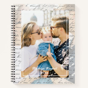 Personalisiertes Familienfoto in handgeschriebener Notizbuch