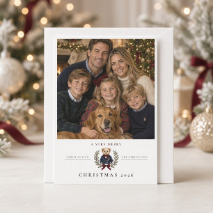 Personalisiertes Familienfoto mit eleganter Teddyb Feiertagskarte