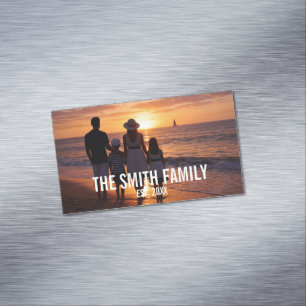 Personalisiertes Familienfoto mit Familienname Magnetische Visitenkarte