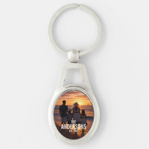 Personalisiertes Familienfoto mit Familienname Schlüsselanhänger