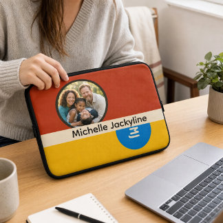Personalisiertes Familienfoto Namensmonogramm-Gesc Laptopschutzhülle
