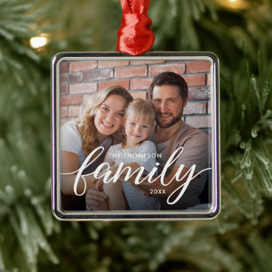 Personalisiertes Familienfoto Weihnachten Moderne Ornament Aus Metall
