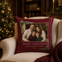 Personalisiertes Familienfoto-Weihnachtskissen