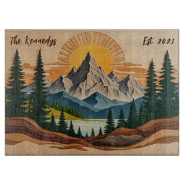 Personalisiertes Familienglas aus dem Bergwald Schneidebrett