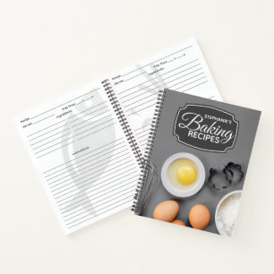 Personalisiertes Familienkochbuch Grau Backrezept Notizbuch
