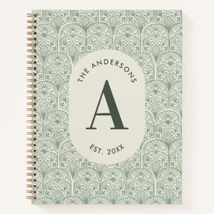 Personalisiertes Familienname-Monogramm Sagegrün D Notizbuch