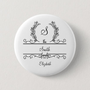 Personalisiertes Familiennamensmonogramm in Schrei Button