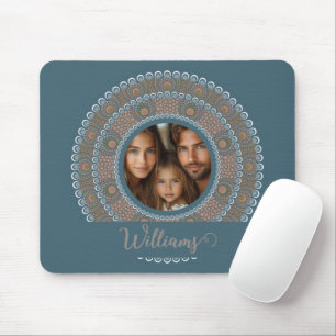 Personalisiertes Familienportrait Aquamarin und Go Mousepad