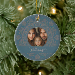 Personalisiertes Familienportrait Gold Rokoko Mand Keramik Ornament