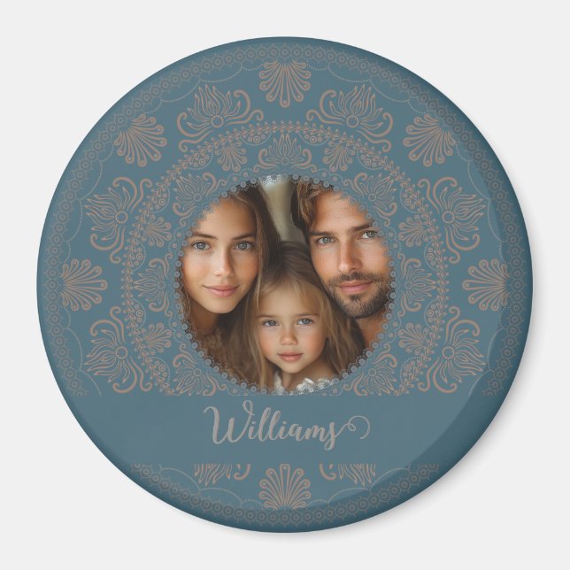 Personalisiertes Familienportrait Gold Rokoko Mand Magnet (Vorne)