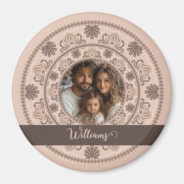 Personalisiertes Familienportrait Warme Neutrals M Magnet (Vorne)