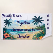 Personalisiertes Familienstrandtuch | Tropischer S