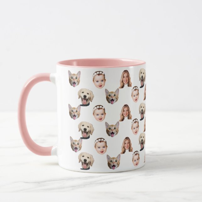 Personalisiertes Familienzimmer mit 4 Fotos Tasse (Links)