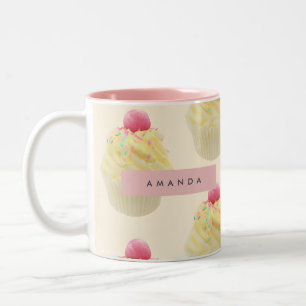 Personalisiertes Fantasie-Cupcake-Muster Zweifarbige Tasse