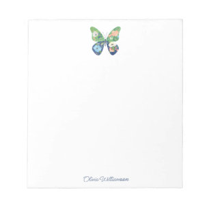 Personalisiertes Fantasie-Schmetterling-Blumen-Sch Notizblock