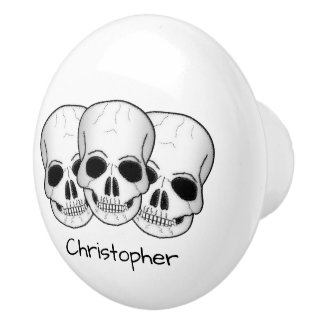 Personalisiertes Fantasy-Art-Totenkopf-Design Keramikknauf