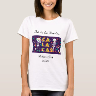 Personalisiertes farbenfrohes Dia de los Muertos T-Shirt