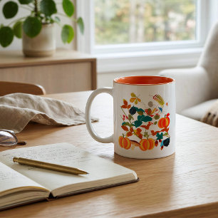 Personalisiertes farbenfrohes Herbstlaub Zweifarbige Tasse